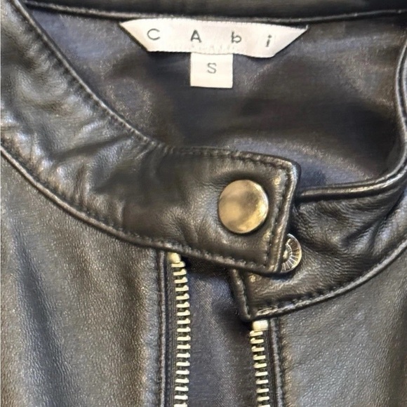 CAbi Black Leather Belted Biker Vest Sz Small - Picture 7 of 10
